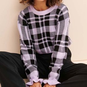 Glamorous Purple Plaid sweater sz Large